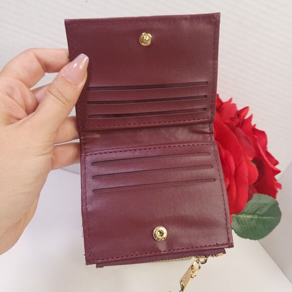 NWT Badgley Mischka Plum Red / Purple Short Bifold Card Wallet - Picture 8 of 9
